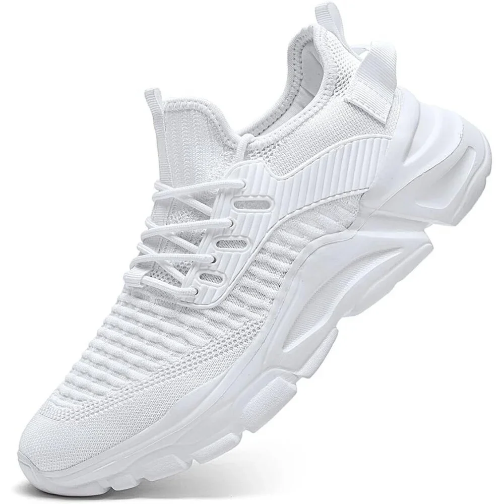 Men's White Slip on Walking Shoes Tennis Running Sneakers Lightweight Casual